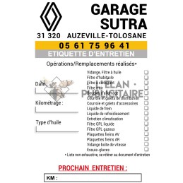Etiquette entretien (Sticker)